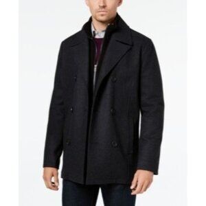 Kenneth Cole Men's Double Breasted Wool Blend Peacoat Gray Size X-Large NWT